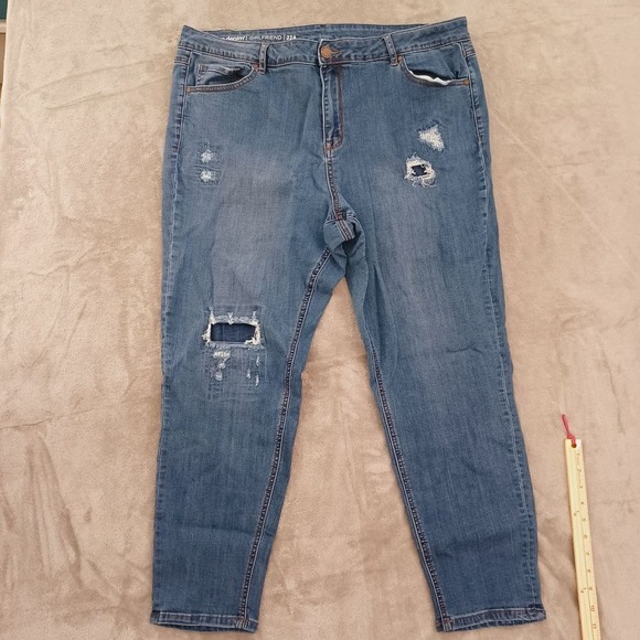 Avenue Denim - Avenue Jeans Sz 22 Girlfriend Relaxed Slim Fit‎ Distressed Classic Casual Womens
